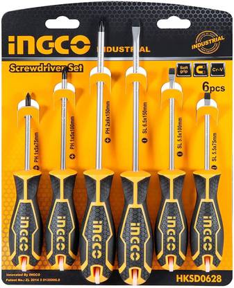 INGCO Round Blade CR-V Steel Combination Screwdriver Set