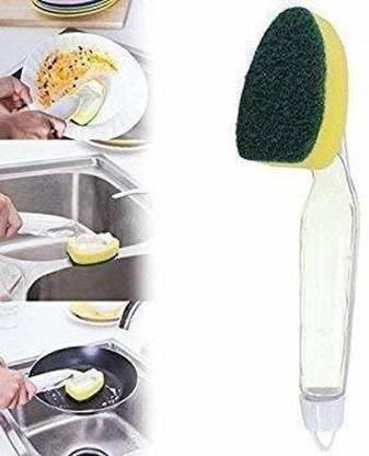 PAVITYAKSH Soap Dispensing Dishwand, Dish Scrub, Dish Sponge, Dish Cleaner Automatic Liquid Adding Scrub Pad