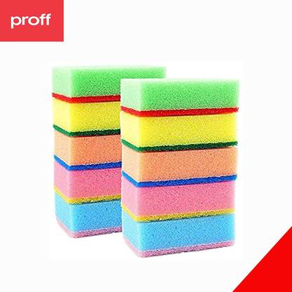 BIYALI Cleaning & Washing up Sponge Scourers, Foam, Mix Colours, Pack of 10 Scrub Sponge