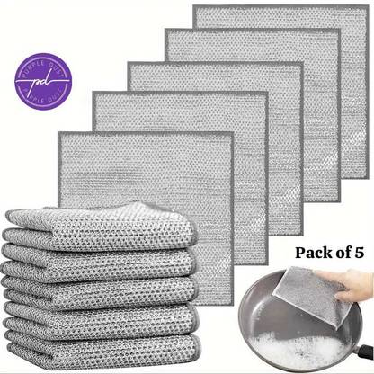 Purple Dust Purple Dust Non-Scratch Dishwashing cloth, Cleaning Scrubber Pack of 5 Scrub Pad