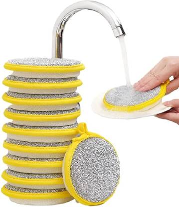 acrom Double Sided Dishwashing Sponge Reusable Sponge Pads (5 Slices) Scrub Sponge