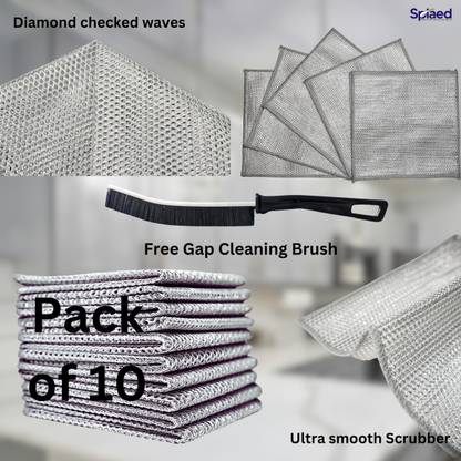 Radha Pack of 10 Dishwashing Scrub/ Steel WIre Cloth Pads CCX10.30 Dishwash Bar