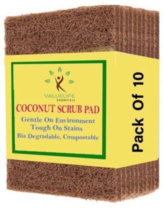 Value Life Coconut Coir Scrubbers (Pack of 10) Scrub Pad