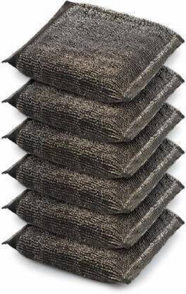 poksi sponge scrubber with steel mesh( pack of 6) Scrub Pad