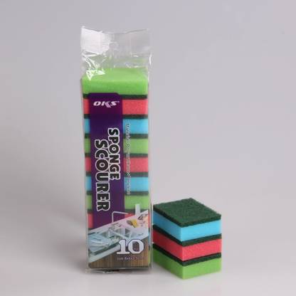 Naama OKS Polyurethane Sponge Scourer l Kitchen Cleaning Sponge (Pack of 10) Scrub Pad