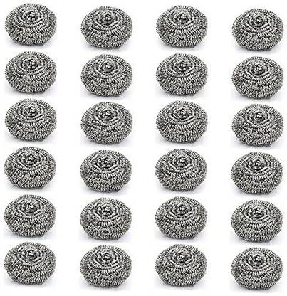 lodhi Stainless Steel Kitchen Scrubber for Tough Stain Removal (Pack of 24) Stainless Steel Scrub