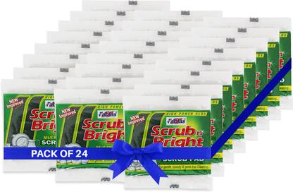 Fablas Scrub N Bright Nylon Scrub - 7.5cm x 10cm, Durable Anti-Grease, Removes Stains Scrub Pad