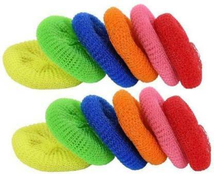 TOOLBUX 12 PCS Round Plastic Scrubber Non-Stick Cookware Cleans dishes, pots and pans Scrub Sponge