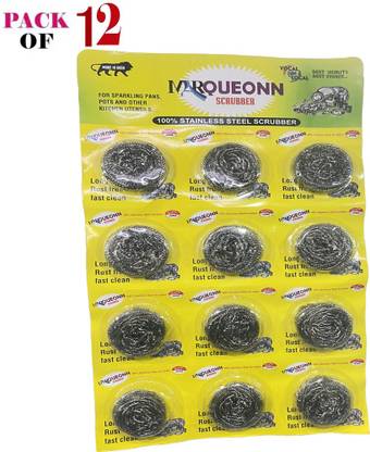AT Mark Stainless Steel Scrubber Non Rusting Wire (Pack of 12) Stainless Steel Scrub