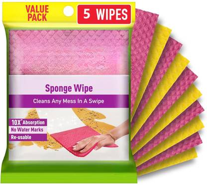 StreeYug Sponge Wipe Resusable Kitchen Cleaning Multi-Color & Biodegradable Sponge Wipe