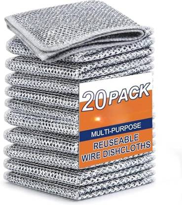 VEWIKZY Non-Scratch Dish Wash Cloth, Steel Wire Dish Cloth Scrub Pad