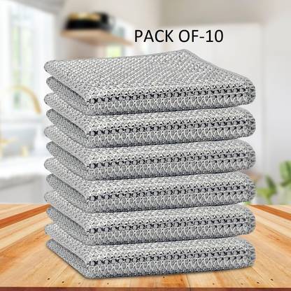 REVATAKG 10 Pcs Non Scratch Wire Dish Washing Cloth for Wet and Dry Easy Cleaning Cloth Scrub Pad