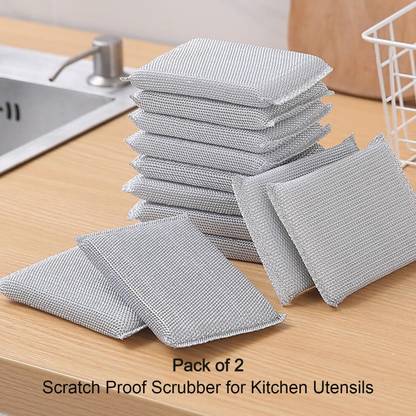 WipeRight Pro Scrub Pad – Non-Scratch Cleaner for Utensils (Set of 4) Stainless Steel Scrub, Scrub Pad, Scrub Sponge, Sponge Wipe