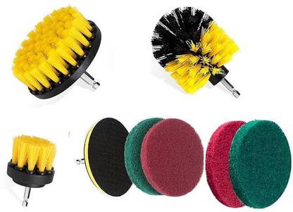 NIRMATSARAY 8Pcs Power Drill Scrubber Brush Set Scrub Pad