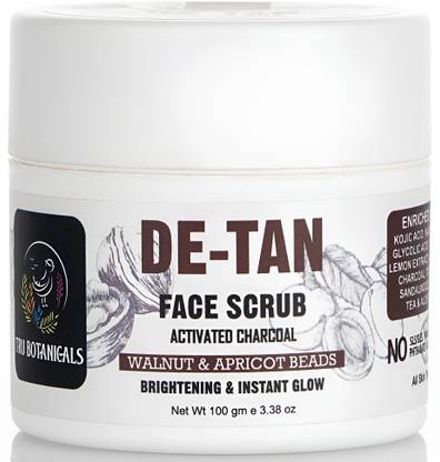 TRU BOTANICALS De tan Face Scrub, Walnut,Apricot & Activated Charcoal Scrub