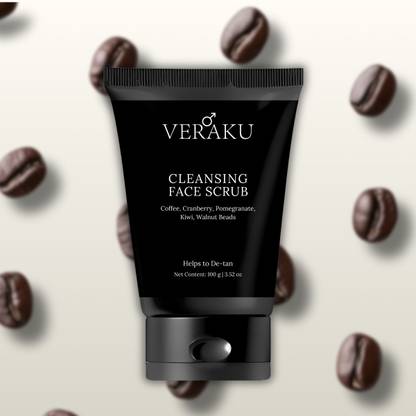 veraku Face Scrub for men with COFFEE, CRANBERRY & WALNUT BEADS Scrub