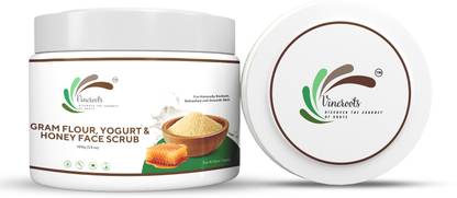 Vineroots Gram Flour, Yogurt and Honey Face Scrub | For Radiant, Refreshed and Smooth Skin Scrub