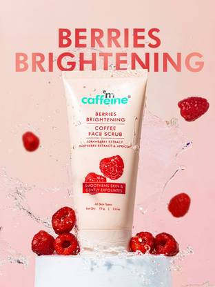 mCaffeine Berries Brightening Coffee Face Scrub | Gently Exfoliates | Tan Removal  Scrub
