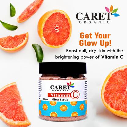 Caret Organic Vitamin C Glow Scrub For Clear & Glowing Skin- Vegan, Natural & Paraben Free Scrub