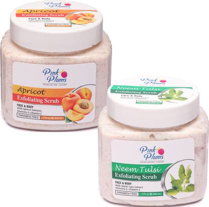 PINK PLUMS 1000ML Exfoliating Scrub, Aloe Vera, Skin Whitening For All Skin Type Combo Scrub