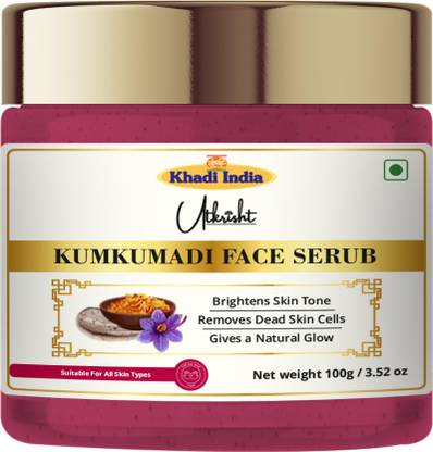 Utkrisht Khadi Kumkumadi Face Scrub- Gentle Exfoliation for Glowing Skin- Tan, Blackheads Scrub