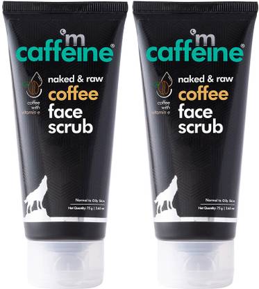 mCaffeine Face Scrub for D Tan, Helps in Skin Brightening, Remove Blackheads - Pack of 2 Scrub