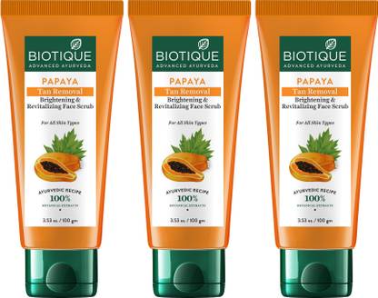 BIOTIQUE PAPAYA Tan Removal Brightening & Revitalizing (Buy 2 Get 1 Free) Face  Scrub