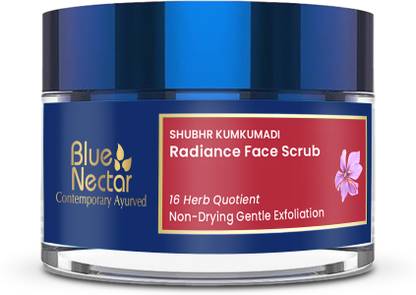 Blue Nectar Ayurvedic Brightening Face Scrub for Women with Kumkumadi Face Glowing Oil Scrub