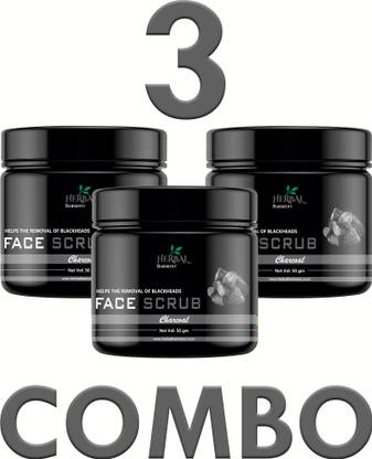 HERBAL HARMONY Charcoal Face Scrub Normal skin, with Charcoal pack of 3 Scrub