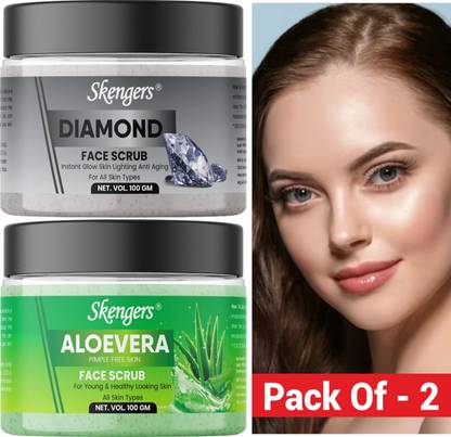skengers Aloevera&Diamond face scrub for glowing skin face scrub Combo Scrub