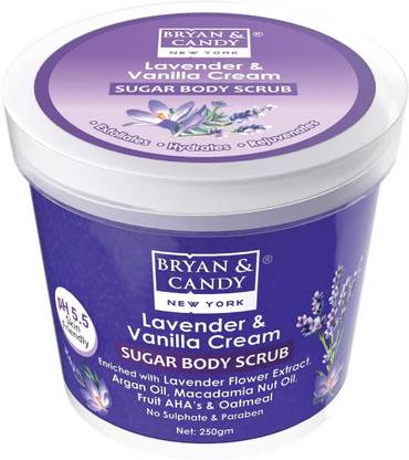 Bryan & Candy Lavender & Vanilla Sugar Body Scrub PH 5.5 For Tan Removal & Exfoliation Scrub