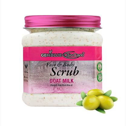 GEMBLUE BIOCARE Goat Milk Scrub for Face and Body, Enriched with Vitamin E and Goat Milk, 385ml Scrub