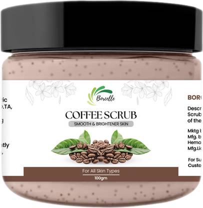 BORCELLE Natural Coffee Scrub For Smooth And Brighter Skin Scrub for men and women Scrub