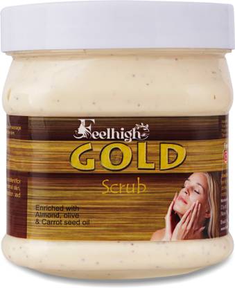 feelhigh cosmetics gold face scrub with almond ,olive and carrot seed oil Scrub