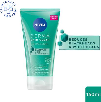 NIVEA Derma Skin Clear Anti-Blemish Scrub, Salicylic Acid Niacinamide Reduce Blackhead Scrub