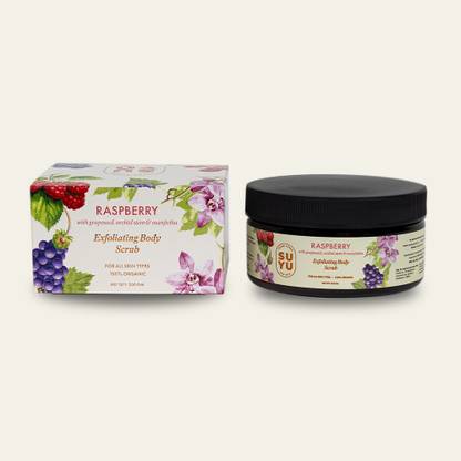 SUYU Raspberry Exfoliating Body Scrub for Tan Removal &Soft-Smooth Skin, Removes Dirt Scrub