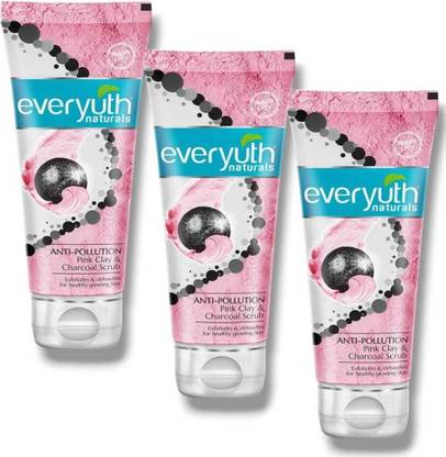 Everyuth Naturals Anti Pollution Pink Clay & Charcoal Scrub 50g X 3pc Scrub