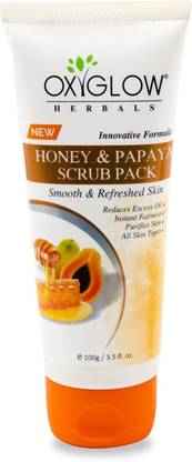 OXYGLOW Honey & Papaya Enzymes Scrub Pack,Reduce Excess Oil ,Remove Dead Skin Scrub