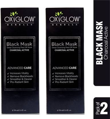 OXYGLOW Herbals Black Mask 50gm (Pack of 2) for Deep Cleansing Peel Off Mask Scrub