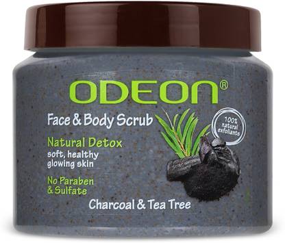 ODEON CHARCOAL AND TEA TREE FACE AND BODY SCRUB 300ML Scrub
