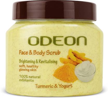 ODEON Turmeric & Yogurt Face and Body Scrub, 300ML | Brightening & Revitalising Scrub