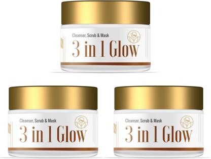 UTILIS 3 in 1 GLOW (Cleanser, Scrub, Mask) With Saffron & Aloevera - Pack of 3 - Scrub
