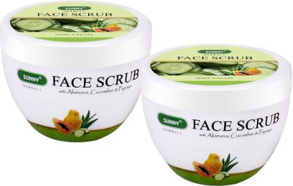 Sunny Herbals Face Scrub (With Aloevera, Cucumber & Papaya) pack 2 Scrub