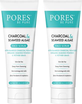 PORES BE PURE Charcoal Face Scrub for Blackhead Remover Gel Scrub