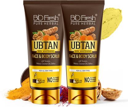 Biofresh Ubtan Face and Body Scrub for Smooth Skin, Remove Dirt and Tan with Turmeric Scrub