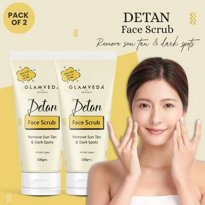 GLAMVEDA Detan Face Scrub | Reduces Sun Tan , Hyperpigmentation & Dark Spots Scrub