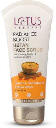 LOTUS HERBALS Radiance Boost Ubtan Face Scrub|Turmeric, Sandalwood and Rose Water Scrub