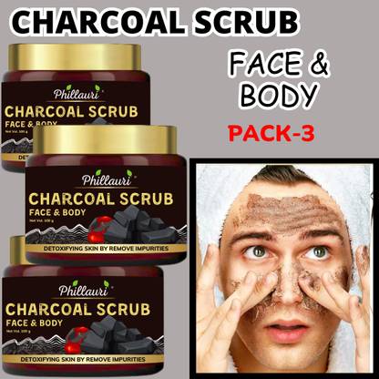 Phillauri Charcoal Face Scrub For Oily Skin & Normal skin for Blackhead Tan Removal  Scrub