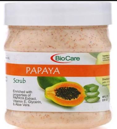 BIOCARE papaya scrub enriched with Vitamin E, Glycerin & Aloe vera  Scrub