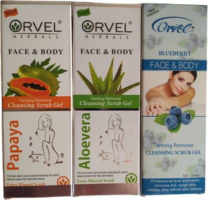 orvel Face And Body Cleansing Papaya, Blueberry & Alovera Scrub Gel-B34 Scrub